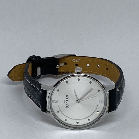 Skagen Anita Lille SKW2149 Women\'s Black Leather Analog Dial Watch Quartz JK640